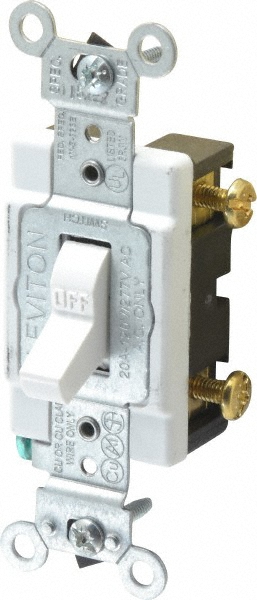 Pass & Seymour 3 Pole, 120 to 277 VAC, 20 Amp, Rocker Three Way Switch - 2623W