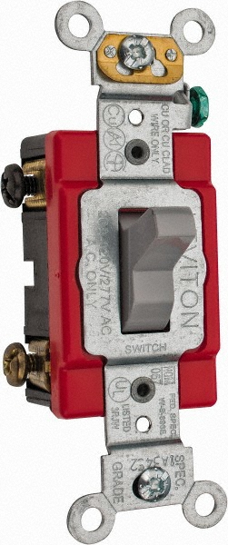 Pass & Seymour 3 Pole, 120 to 277 VAC, 20 Amp, Rocker Three Way Switch - 2623W