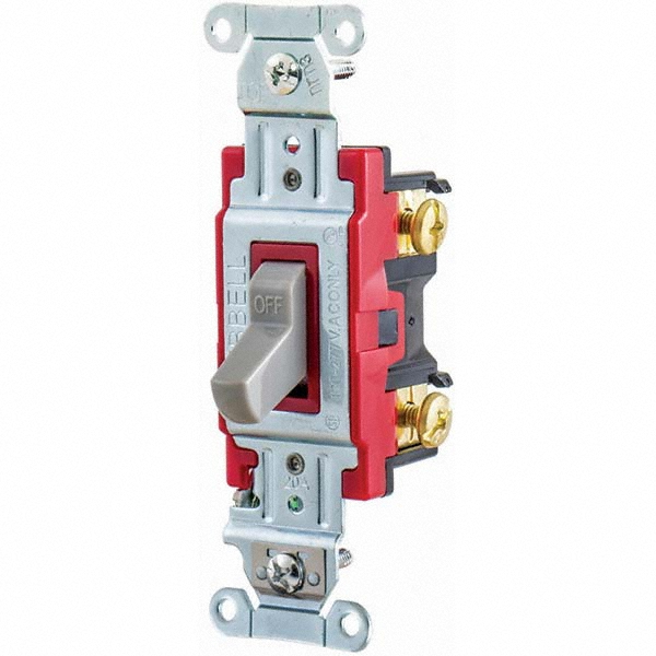 Hubbell Wiring Device-Kellems Toggle Switches; Switch Type: Heavy-Duty; Switch Sequence: Off-On; Contact Form: SPST; Actuator Type: Toggle; Terminal Type: Screw; Maximum Amperage at 125 Volts: 20 A; Maximum Amperage at 250 Volts: 20.0 A; Mount Type: Box Mount; Body Material: Nylon; Includes: Terminal Screws; Standards Met: CSA - 1221GY