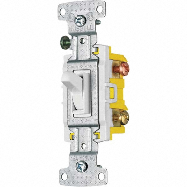 Hubbell Wiring Device-Kellems Toggle Switches; Switch Type: Heavy-Duty; Switch Sequence: Off-On; Contact Form: SPST; Actuator Type: Toggle; Terminal Type: Screw; Maximum Amperage at 125 Volts: 20 A; Maximum Amperage at 250 Volts: 20.0 A; Mount Type: Box Mount; Body Material: Nylon; Includes: Terminal Screws; Standards Met: CSA - 1221GY