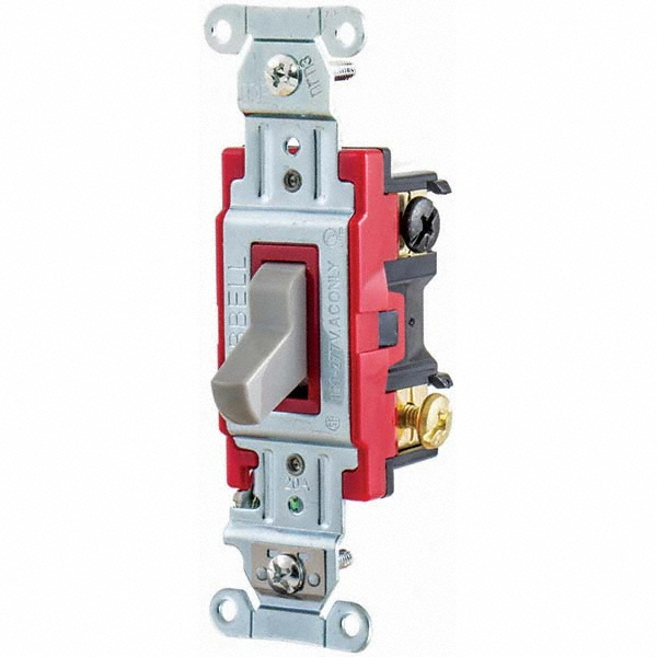 Hubbell Wiring Device-Kellems Toggle Switches; Switch Type: Heavy-Duty; Switch Sequence: Off-On; Contact Form: SPST; Actuator Type: Toggle; Terminal Type: Screw; Maximum Amperage at 125 Volts: 20 A; Maximum Amperage at 250 Volts: 20.0 A; Mount Type: Box Mount; Body Material: Nylon; Includes: Terminal Screws; Standards Met: CSA - 1221GY