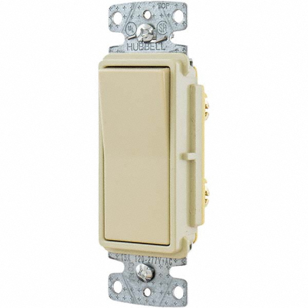 Hubbell Wiring Device-Kellems Rocker Switches; Switch Type: Medium-Duty; Switch Sequence: Off-On; Contact Form: SPDT; Operation Type: Maintained (MA); Maximum Amperage At 125 Volts: 15 A; Terminal Type: Wire Nut; Maximum Amperage At 250 Volts: 15 A; Mount Type: Box Mount; Maximum Operating Temperature: 158.0 °F - DS315LA