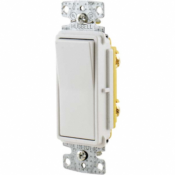 Hubbell Wiring Device-Kellems Rocker Switches; Switch Type: Medium-Duty; Switch Sequence: Off-On; Contact Form: SPDT; Operation Type: Maintained (MA); Maximum Amperage At 125 Volts: 15 A; Terminal Type: Wire Nut; Maximum Amperage At 250 Volts: 15 A; Mount Type: Box Mount; Maximum Operating Temperature: 158.0 °F - DS315LA