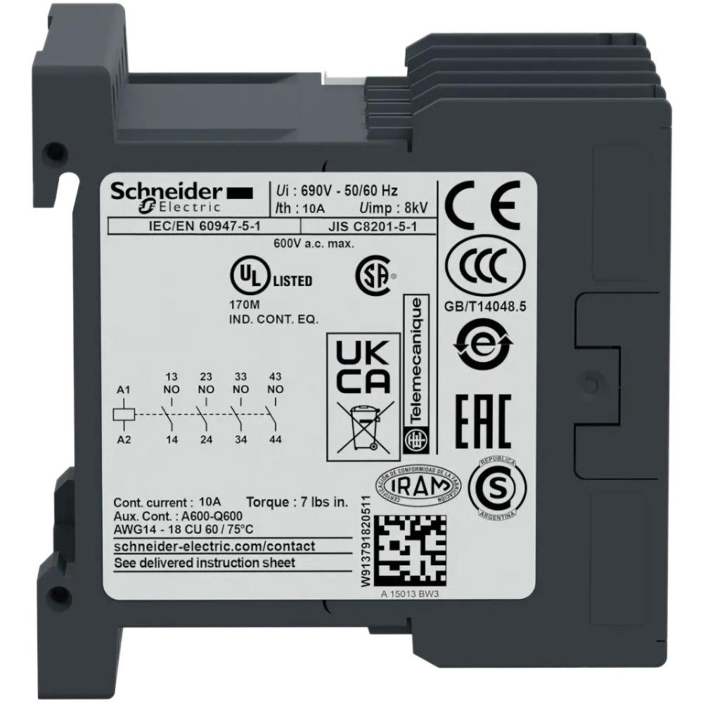 Schneider Electric 4NO, 24 VAC at 50/60 Hz Control Relay - CA2KN40B7