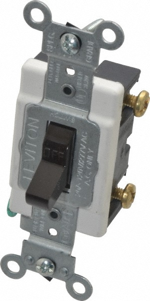 Bryant Electric Wall & Dimmer Light Switches: Switch Type: Four Way; Switch Operation: Toggle; Color: Brown; Grade: Industrial - 4904