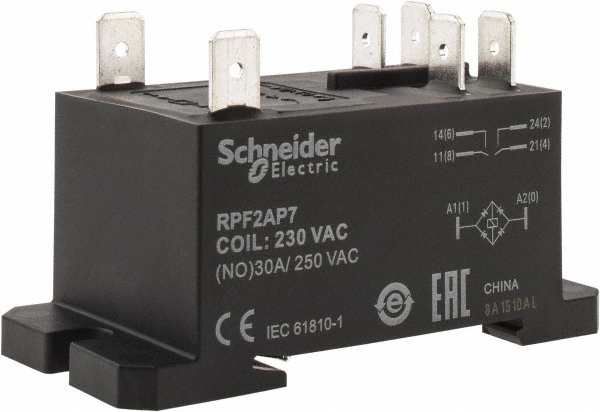 Schneider Electric 7,500 VA Power Rating, Electromechanical Plug-in General Purpose Relay - RPF2AJD