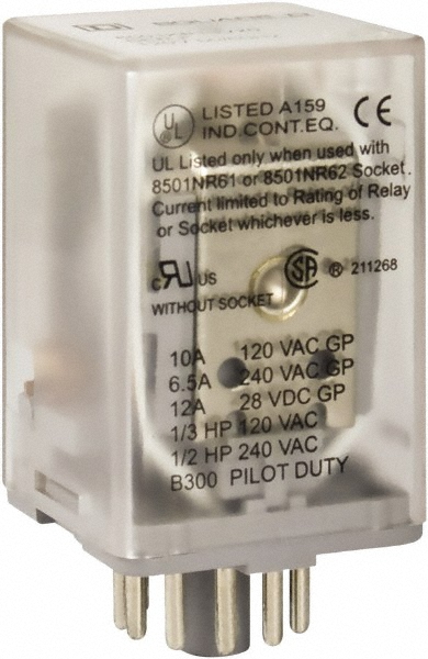 Schneider Electric 7,500 VA Power Rating, Electromechanical Plug-in General Purpose Relay - RPF2AJD