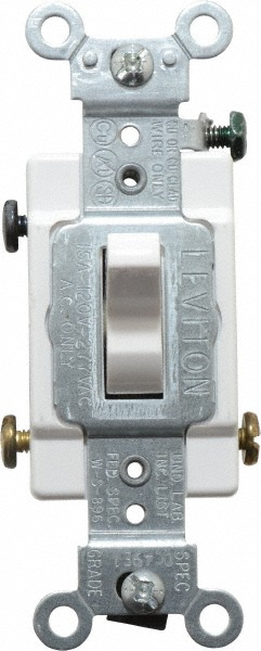 Hubbell Wiring Device-Kellems 3 Pole, 120 to 277 VAC, 15 Amp, Commercial Grade Toggle Three Way Switch - CS315GY