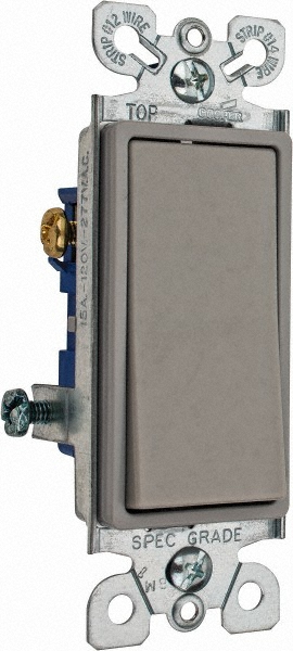 Hubbell Wiring Device-Kellems 3 Pole, 120 to 277 VAC, 15 Amp, Commercial Grade Toggle Three Way Switch - CS315GY
