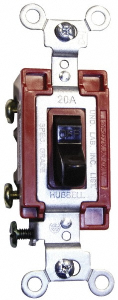Hubbell Wiring Device-Kellems 3 Pole, 120 to 277 VAC, 15 Amp, Commercial Grade Toggle Three Way Switch - CS315GY