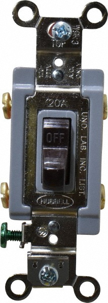 Bryant Electric Wall & Dimmer Light Switches: Switch Type: NonDimmer; Switch Operation: Toggle; Color: Gray; Grade: Industrial - 4901GRY