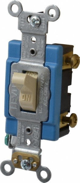 Bryant Electric Wall & Dimmer Light Switches: Switch Type: Three Way; Switch Operation: Toggle; Color: Ivory; Grade: Industrial - 4803I