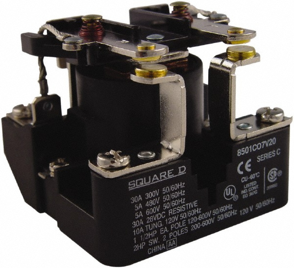 Square D 1-1/2 hp, 10 VA Power Rating, Electromechanical Screw Clamp General Purpose Relay - 8501CO7V24