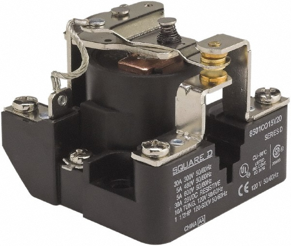 Square D 1-1/2 hp, 10 VA Power Rating, Electromechanical Screw Clamp General Purpose Relay - 8501CO7V24