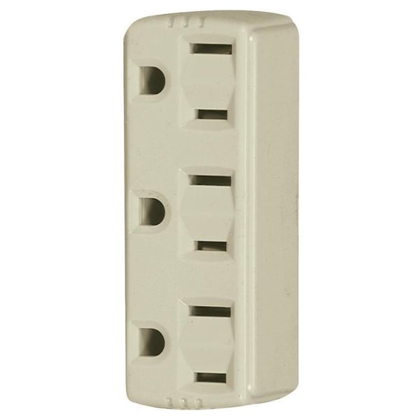 Eaton Wiring Devices Outlet Adapter, 2 -Pole, 15 A, 125 V, 3 -Outlet, NEMA: NEMA 5-15R, Ivory - 1147V-BOX