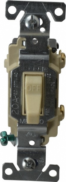 Cooper Wiring Devices 4 Pole, 120 to 277 VAC, 20 Amp, Commercial Grade Toggle Four Way Switch - CSB420V