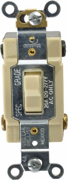 Cooper Wiring Devices 4 Pole, 120 to 277 VAC, 20 Amp, Commercial Grade Toggle Four Way Switch - CSB420V