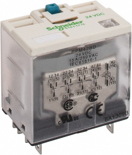 Square D 14 Pins, 2.5 VA Power Rating, Ice Cube Electromechanical Plug-in General Purpose Relay - RPM42B7