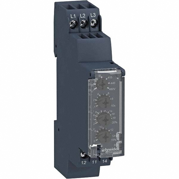 Schneider Electric Control Relays: 250, 2CO, DPDT, Under Voltage, Over Voltage - RM22UB34