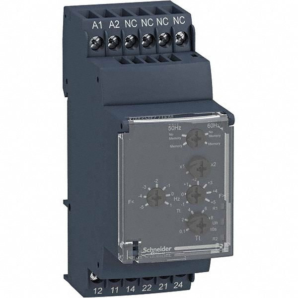 Schneider Electric Control Relays: 250, 2CO, DPDT, Under Voltage, Over Voltage - RM22UB34