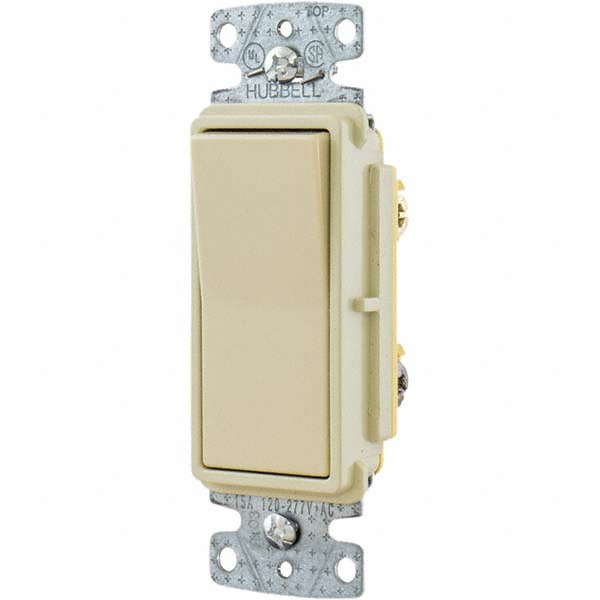 Hubbell Wiring Device-Kellems Rocker Switches; Switch Type: General Purpose; Switch Sequence: Off-On; Contact Form: SPDT; Operation Type: Maintained (MA); Maximum Amperage At 125 Volts: 15 A; Terminal Type: Wire Nut; Maximum Amperage At 250 Volts: 15 A; Mount Type: Box Mount; Maximum Operating Temperature: 140.0 °F - RSD315I