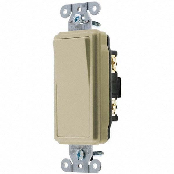 Hubbell Wiring Device-Kellems Rocker Switches; Switch Type: General Purpose; Switch Sequence: Off-On; Contact Form: SPDT; Operation Type: Maintained (MA); Maximum Amperage At 125 Volts: 15 A; Terminal Type: Wire Nut; Maximum Amperage At 250 Volts: 15 A; Mount Type: Box Mount; Maximum Operating Temperature: 140.0 °F - RSD315I