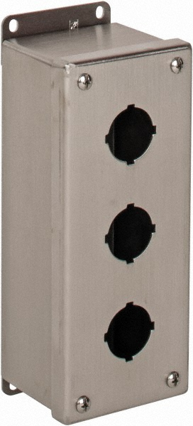 Cooper B-Line 3 Hole, 1.203" Hole Dia, Stainless Steel Pushbutton Switch Enclosure - 78205113699