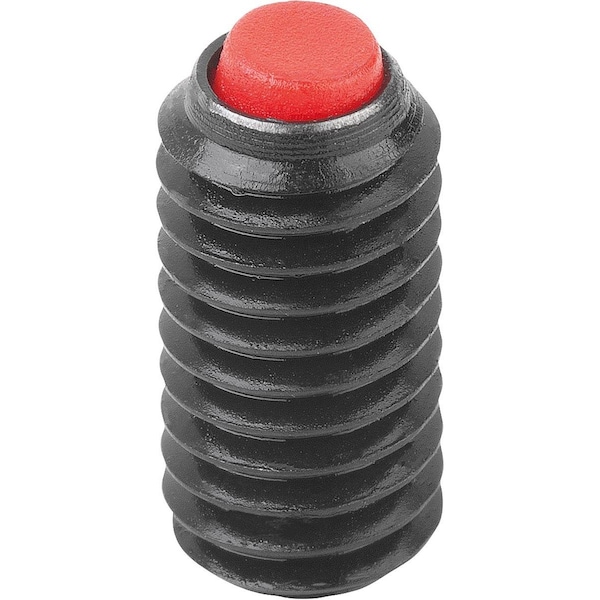 Kipp Ball-End Thrust Screw Without Head, Form:C Ball Plastic, M06, L=10, 3, Carbon Steel, Comp:Polyacetal - K0383.70610