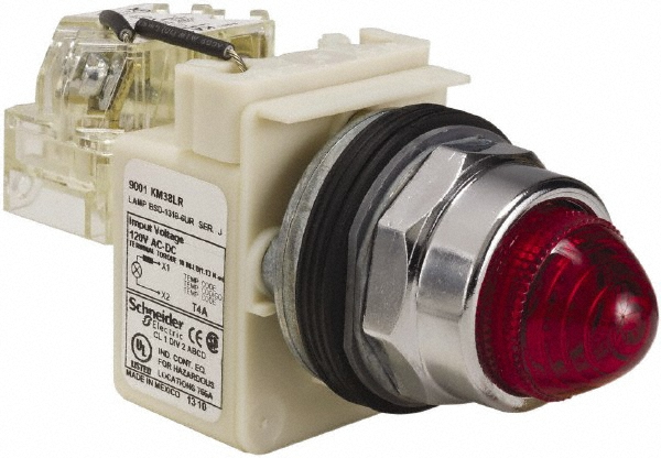 Schneider Electric 120 VAC Red Lens LED Indicating Light - 9001KT38LRR9