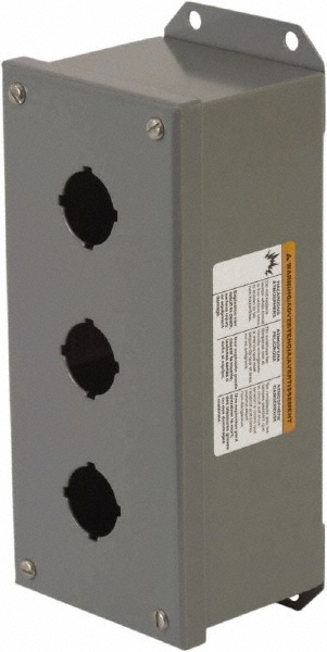 Cooper B-Line 3 Hole, 1.203" Hole Dia, Steel Pushbutton Switch Enclosure - 78205170244