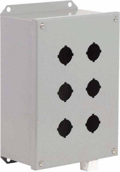 Schneider Electric 6 Hole, 30mm Hole Dia, Stainless Steel Pushbutton Switch Enclosure - 9001KYSS6