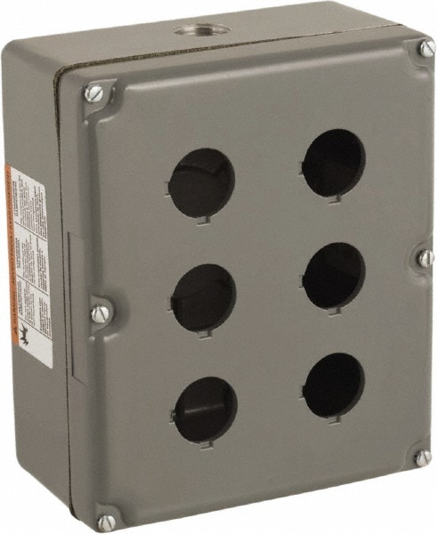 Schneider Electric 6 Hole, 30mm Hole Dia, Stainless Steel Pushbutton Switch Enclosure - 9001KYSS6
