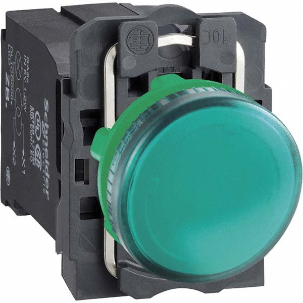 Schneider Electric 230-240 VAC at 50/60 Hz Green Lens LED Pilot Light - XB5AVM3