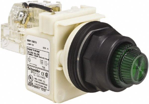 Schneider Electric 24 V, 28 V Green Lens Press-to-Test Indicating Light - 9001SKT35G31