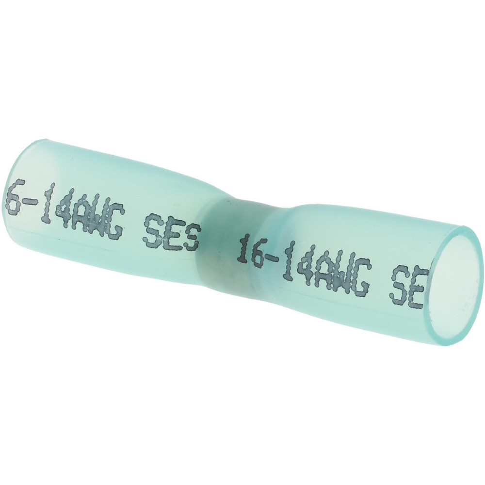 Value Collection Butt Splice Terminal: Crimp-On, Blue, 16 AWG Min, 14 AWG Max, Fully Insulated, Heat Shrink & Polyolefin - BOW-23855