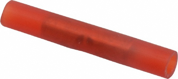 3M Butt Splice Terminal: Crimp-On, Red, 22 AWG Min, 18 AWG Max, Fully Insulated, Vinyl - 7000133656