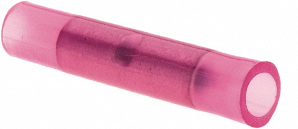 3M Butt Splice Terminal: Crimp-On, Red, 22 AWG Min, 18 AWG Max, Fully Insulated, Vinyl - 7000133656