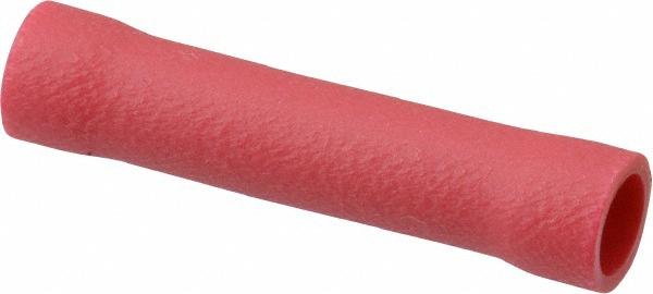 3M Butt Splice Terminal: Crimp-On, Red, 22 AWG Min, 18 AWG Max, Fully Insulated, Vinyl - 7000133656