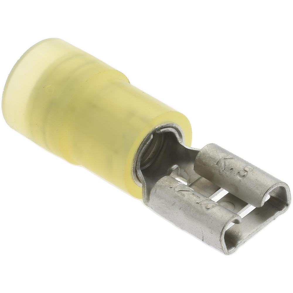 Ideal Wire Disconnect: Female, Yellow, Vinyl, 12-10 AWG, 1/4" Tab Width - 83-9601