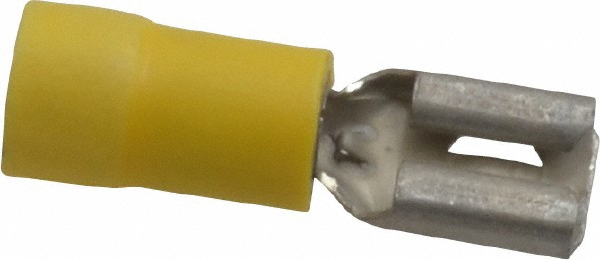 Ideal Wire Disconnect: Female, Yellow, Vinyl, 12-10 AWG, 1/4" Tab Width - 83-9601