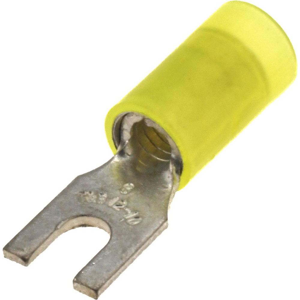 Value Collection Standard Fork Terminal: Yellow, Nylon, Partially Insulated, #6 Stud, Crimp - BD-18350