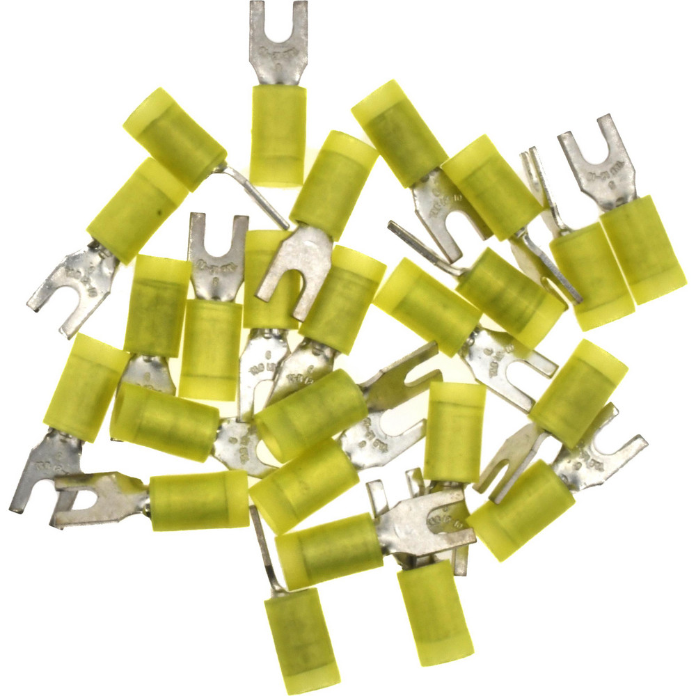 Value Collection Standard Fork Terminal: Yellow, Nylon, Partially Insulated, #6 Stud, Crimp - BD-18350