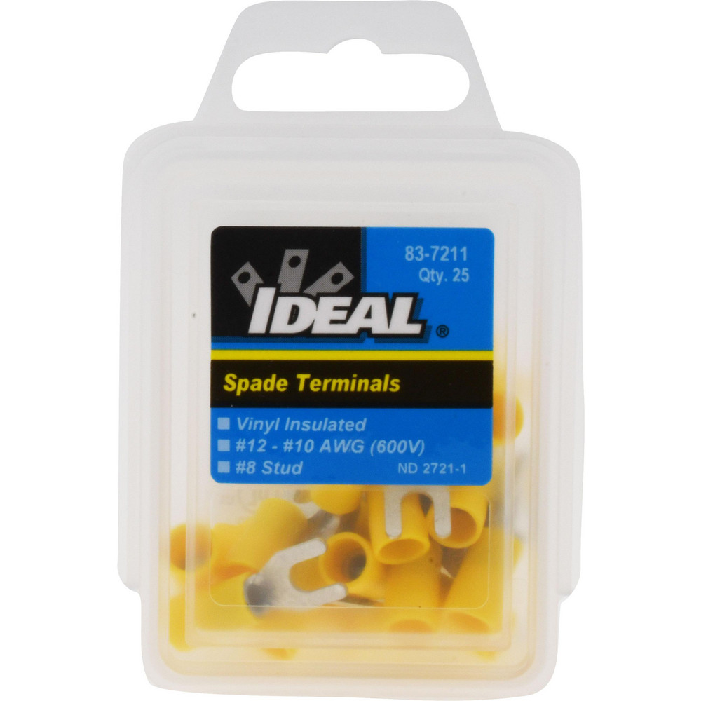 Ideal Standard Fork Terminal: Yellow, Vinyl, Partially Insulated, #8 Stud, Crimp - 83-7211