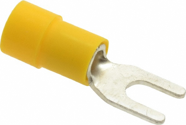 Ideal Standard Fork Terminal: Yellow, Vinyl, Partially Insulated, #8 Stud, Crimp - 83-7211