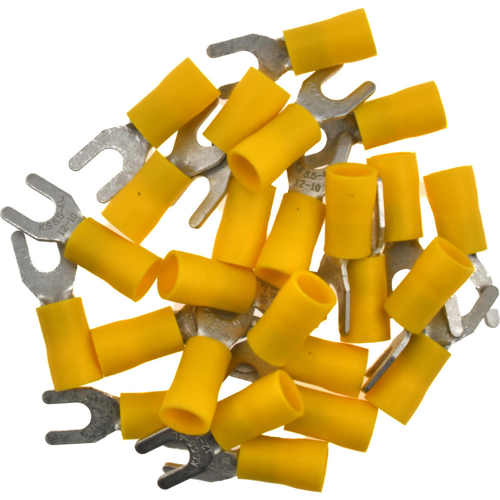 Ideal Standard Fork Terminal: Yellow, Vinyl, Partially Insulated, #8 Stud, Crimp - 83-7211