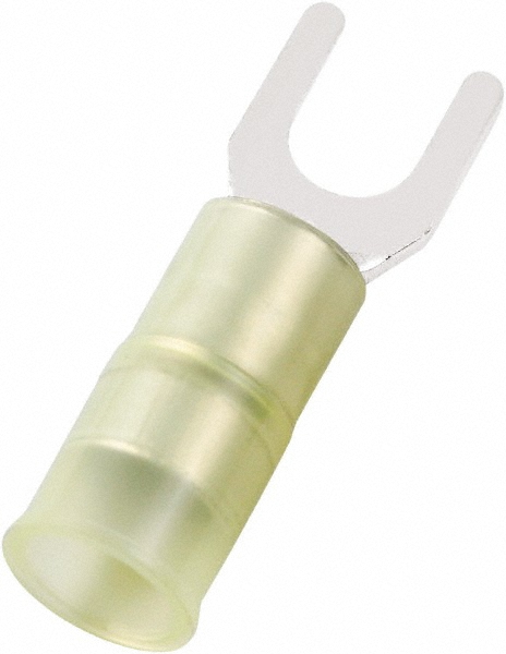 Ideal Standard Fork Terminal: Yellow, Vinyl, Partially Insulated, #8 Stud, Crimp - 83-7211