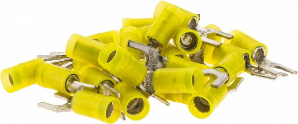 Ideal Standard Fork Terminal: Yellow, Vinyl, Partially Insulated, #8 Stud, Crimp - 83-7211
