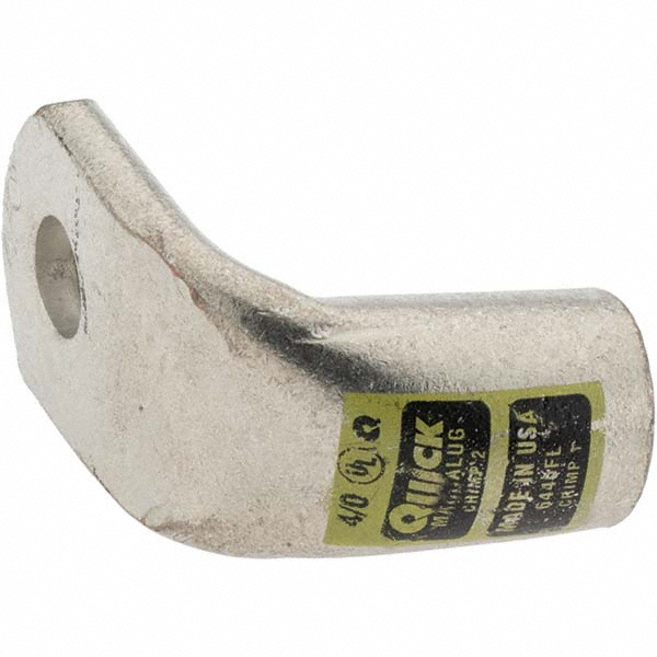 Made in USA Right Angle Ring Terminal: Non-Insulated, 4/0 AWG, Crimp Connection - 6440-781-005FL