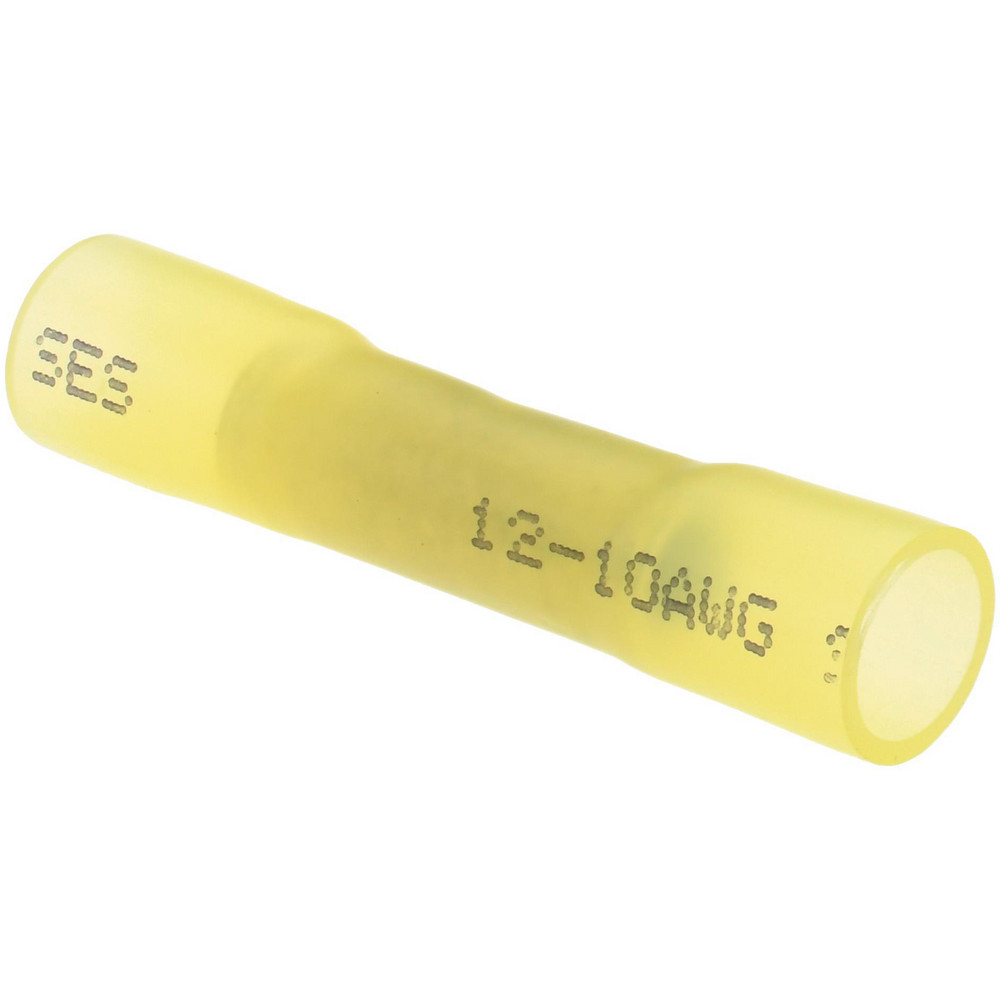 Value Collection Butt Splice Terminal: Crimp-On, Yellow, 12 AWG Min, 10 AWG Max, Fully Insulated, Heat Shrink & Polyolefin - BOW-23847-JAR