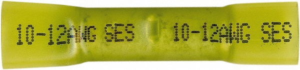 Value Collection Butt Splice Terminal: Crimp-On, Yellow, 12 AWG Min, 10 AWG Max, Fully Insulated, Heat Shrink & Polyolefin - BOW-23847-JAR